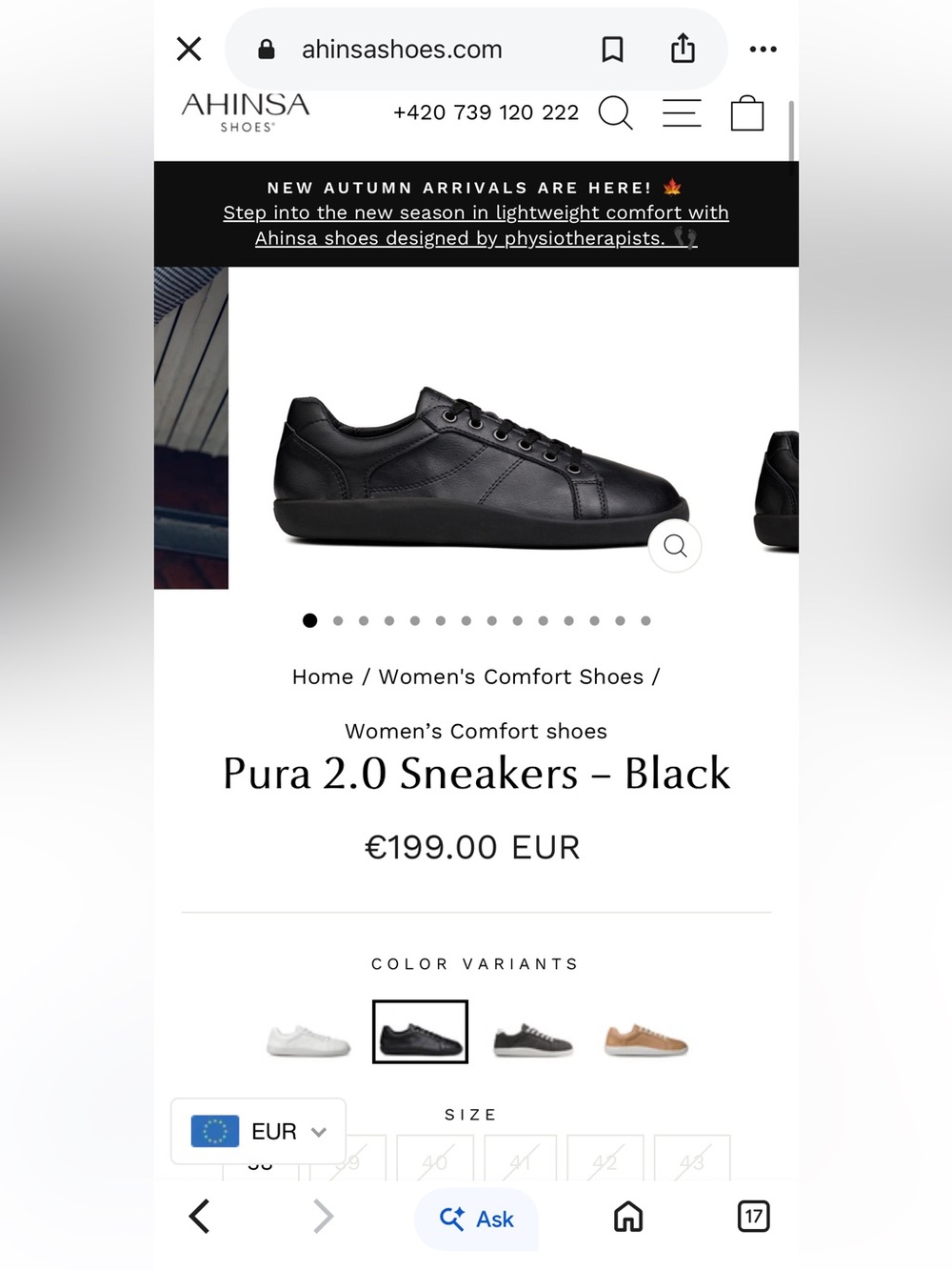 Ahinsa Pura 2.0 Black Lace Up Vegan Shoes 39